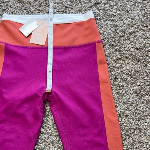 NWT  Willo Purple & Orange Colorblock Ribbed Leggings - Picture 4 of 6